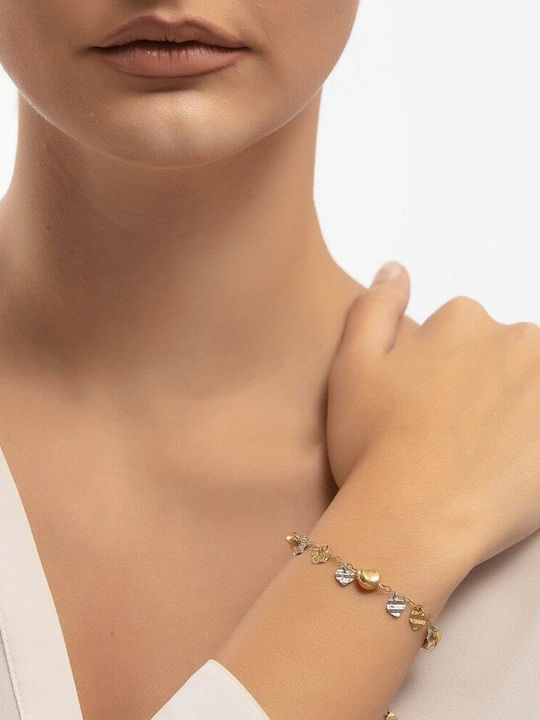 Γυναικείο Κίτρινο Χρυσό Βραχιόλι Κ14 Charms Br11400065