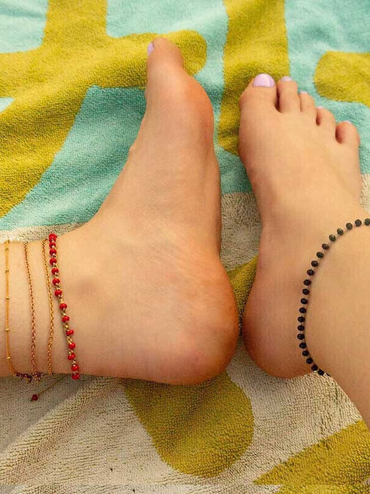 Ad Steel Anklet Chain Gold Plated Oval Flat Bracelet