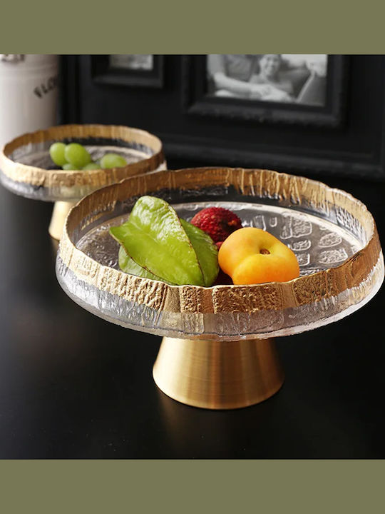 Keskor Glass Decorative Platter Gold 30x30x15cm
