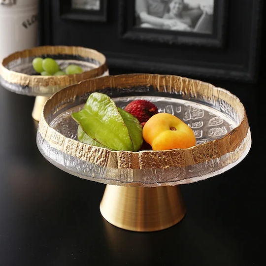 Keskor Glass Decorative Platter Gold 30x30x15cm