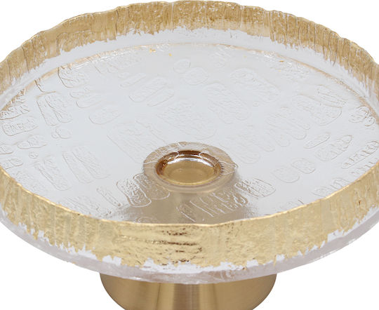 Keskor Glass Decorative Platter Gold 30x30x15cm