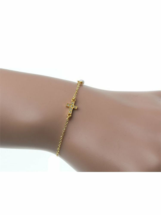 Gold Plated Silver Cross Bracelet with Zircon Stones Gold Plated Silver Cross Bracelet with Zircon Stones