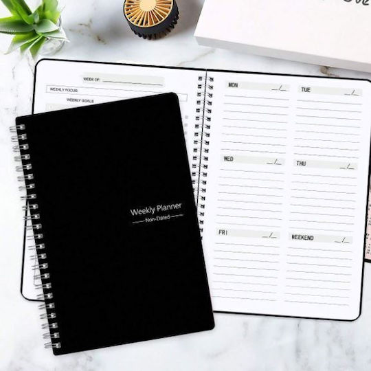 Εβδομαδιαίο Planner Μαύρο Σπιράλ