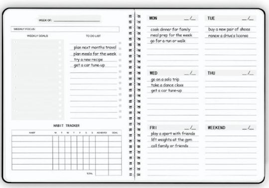 Εβδομαδιαίο Planner Μαύρο Σπιράλ