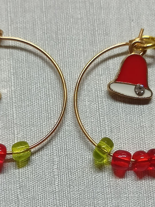 Handmade Gold Plated Metal Hoops Christmas Hat Stripe 4cm Tatu Moyo Earrings