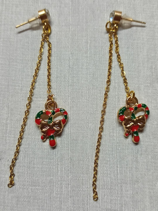 Handmade Gold Plated Metallic Earrings Hanging Christmas 7cm Tatu Moyo