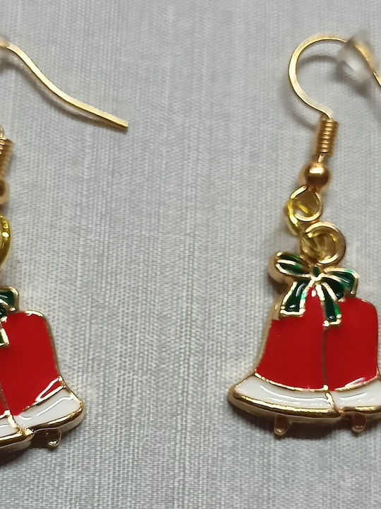 Handmade Gold Plated Metallic Christmas Bell Earrings 4cm Tatu Moyo