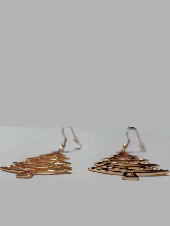 Handmade Gold Metal Earrings Christmas Tree 7x3.5 Tatu Moyo