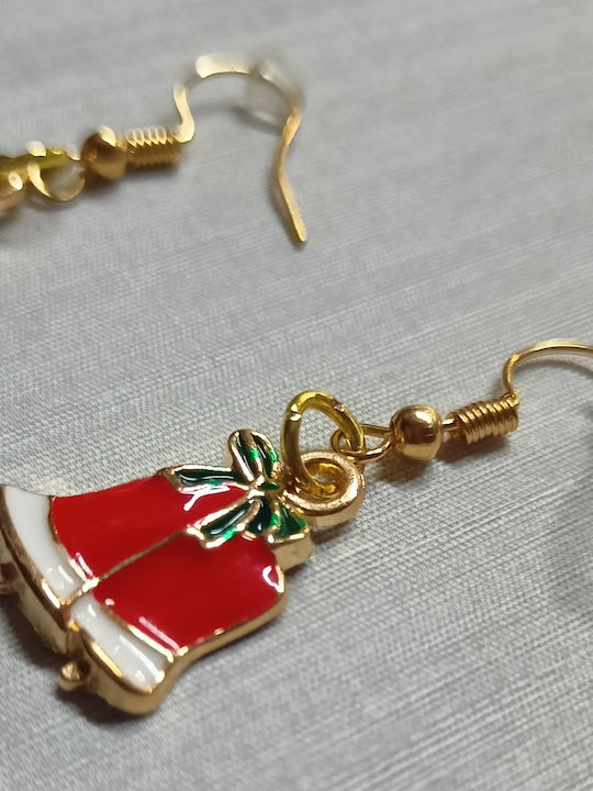 Handmade Gold Plated Metallic Christmas Bell Earrings 4cm Tatu Moyo