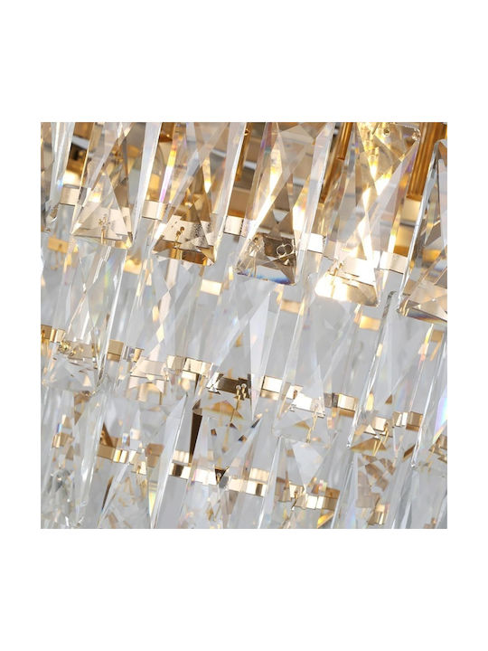Hanging Crystal Oval Ceiling Chandelier for Indoor Spaces Gold Adjustable Height 80cm
