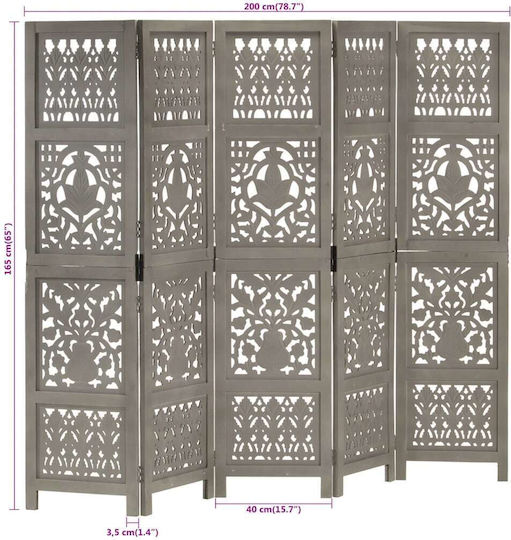 vidaXL Dekorativer Raumteiler Hölzernes mit 5 Paneelen 200x165cm