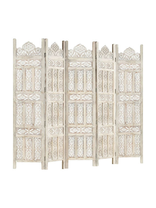 vidaXL Decorative Room Divider Wooden with 5 Panels 200x165cm
