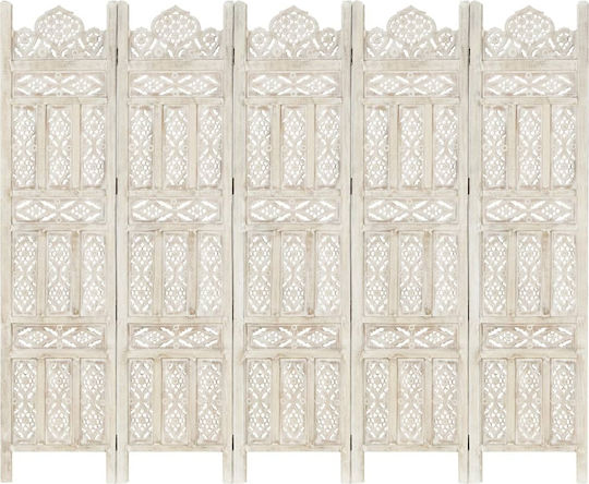 vidaXL Decorativ Paravan Lemn cu 5 Panouri 200x165cm