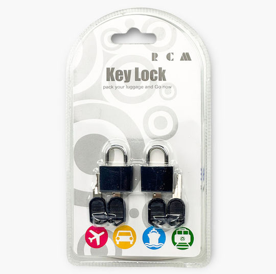RCM Kunststoff Vorhängeschloss Messing mit Schlüssel 25mm Black 2Stück