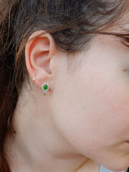 Art D Earrings Rose Gold 14K Zircon Ade-385 Transparent White Green