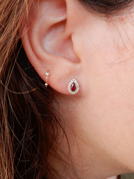 Art D Earrings Tear Gold K14 Zircon Ade-375 Transparent Red White
