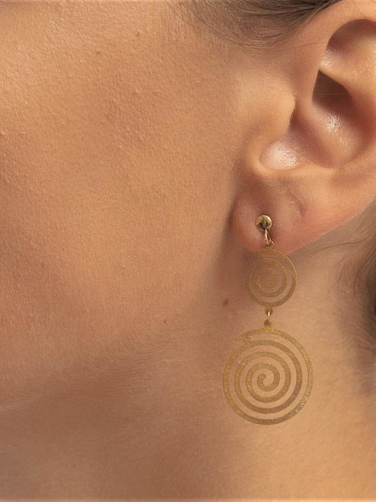 Yellow Gold Pendant Earrings K14 Spiral Sk11100437