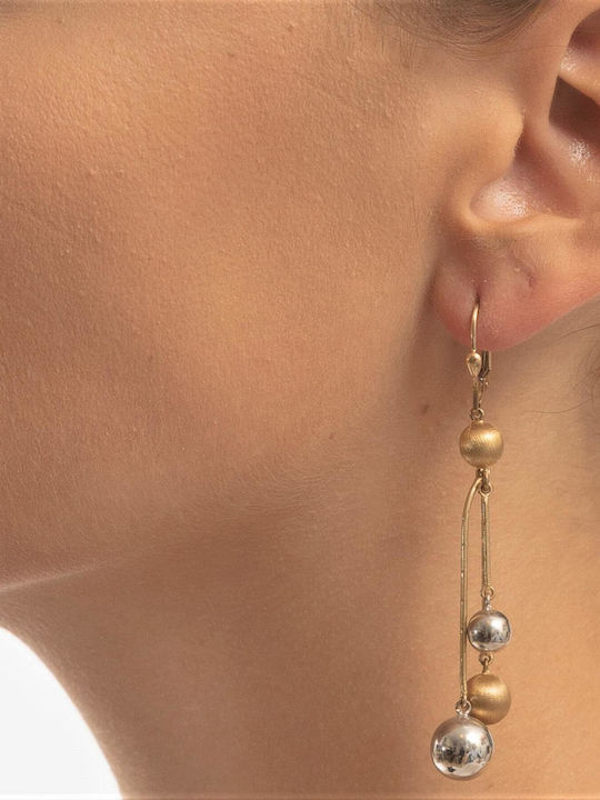 Yellow Gold Drop Earrings K14 Beads Sk11400442