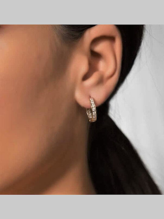 Gold Earrings Small Hoop Yellow 14K Zircon Sk11100295
