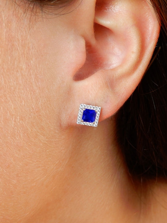 Art D Earrings Rose Gold Plated 14K Zircon Ade-393 Transparent Blue