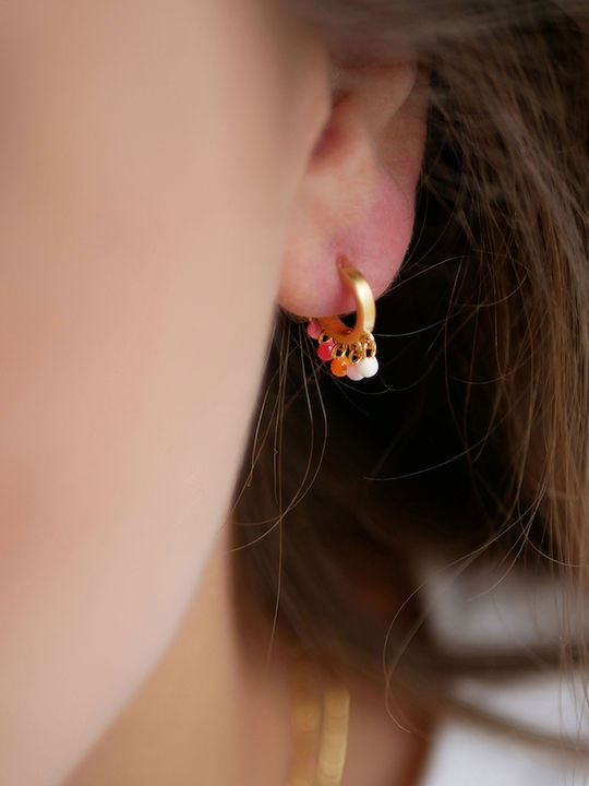 Cercei Cercuri Rainbow Bubblegum E146gm Placate cu Aur 18k Argint 925 Sterling