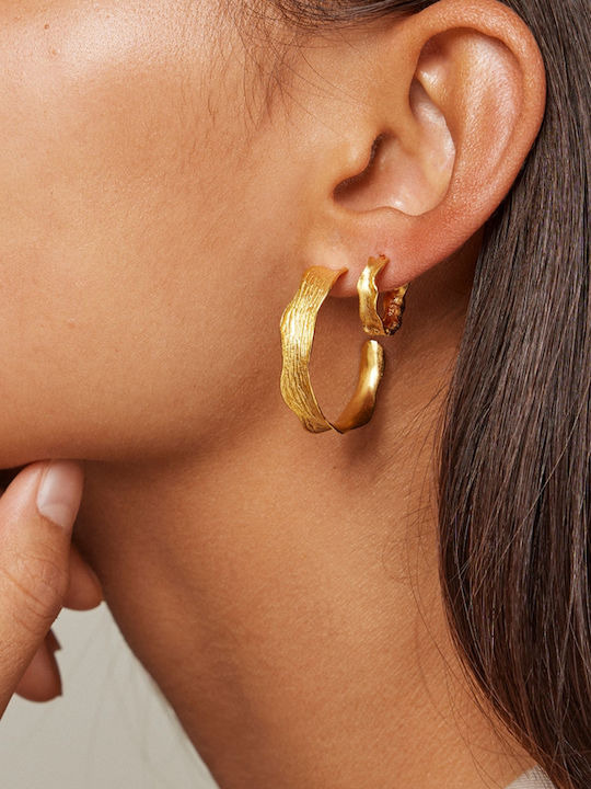 Cercei Cercuri Emailate Ane Mare Placate cu Aur 18k Argint 925 Sterling