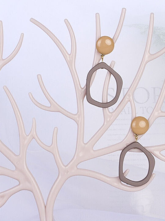 Synthetic Resin Ear Studs Καφέ Κατασκευασμένα Συνθετική Ρητίνη Βάρος 10 Gr