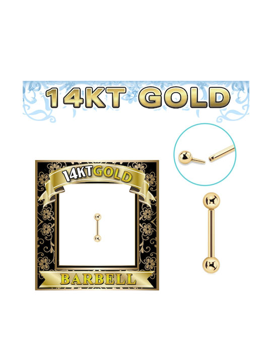 Πολυτιμο Σκουλαρικι Piercing Barbell Χρυσο Κ14 Gbbb3-10