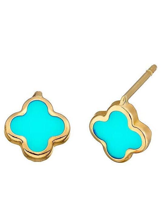 Gold Earrings Turquoise Stone Sk080 9 Carats