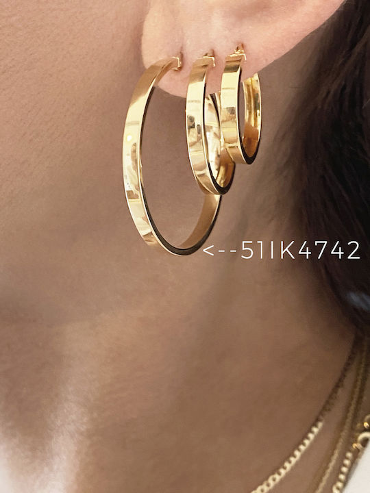 Gold 14K Hoop Earring Square 3.5cm