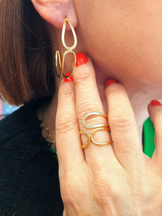 Handmade Earrings Hoops 20-83307 Gold Plated Brass