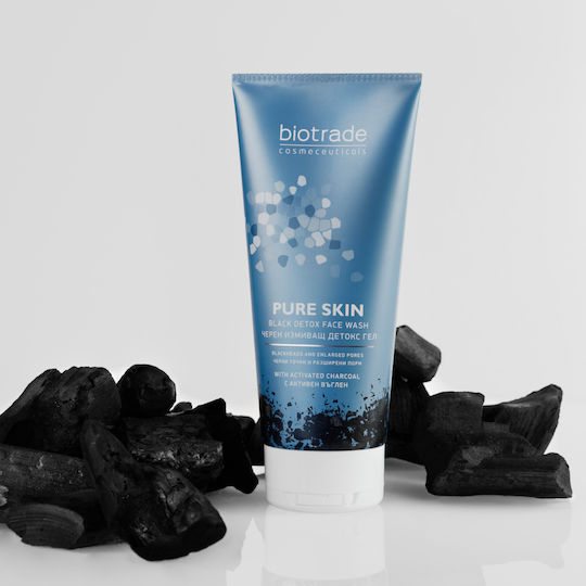 Biotrade Гел Почистващ За Лице Pure Skin Black Detox За Кожа С Разширени Пори И Черни Точки Гел Почистващ За Склонна Към Акне Кожа 200мл