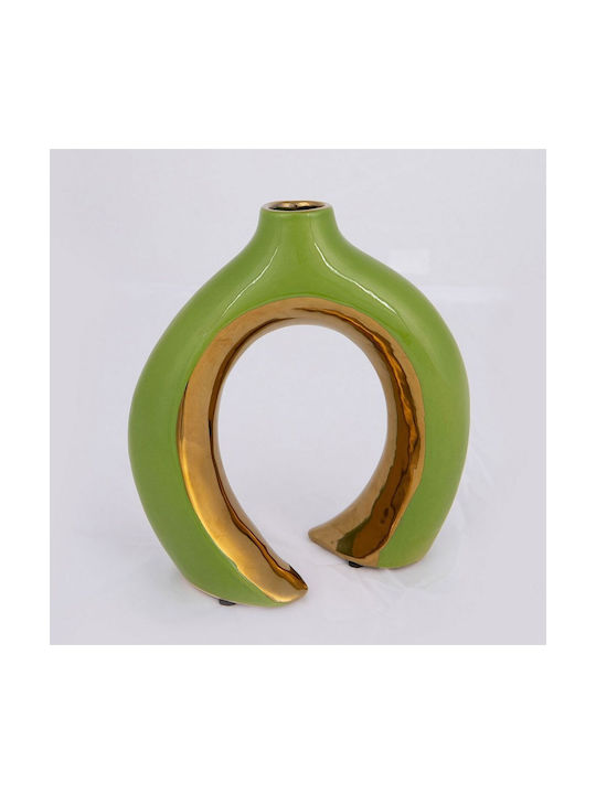 Vază Decorativă Ceramică Verde 16.5x7.2x18.5cm 2buc