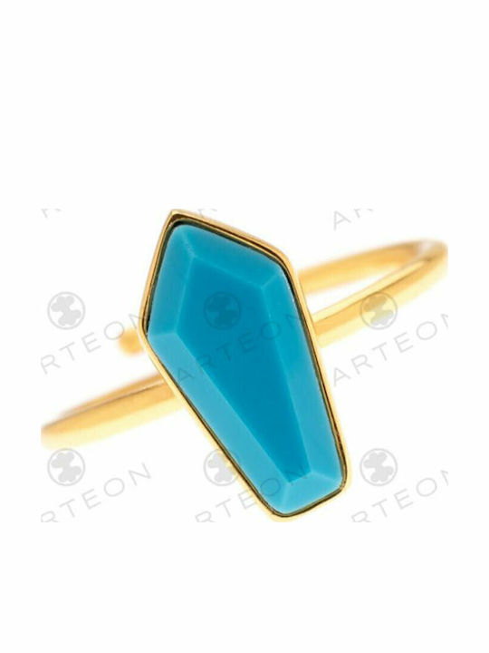 Damen Silber Vergoldetes 925° Ringe Mit Türkis Kristall