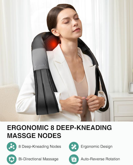 Pillow Massage for the Neck & the Back with Vibration and Heating Function Black
