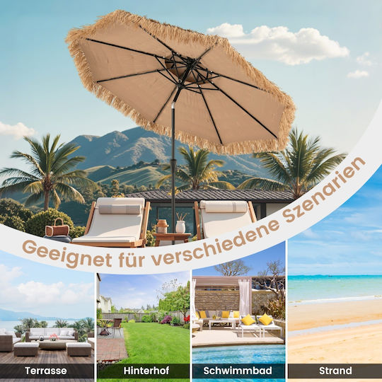 Rundschreiben Aluminium Garten- und Terrassen-Sonnenschirm Beige Φ2.47m