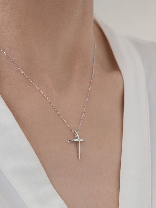 White Gold 18K Cross Diamond Brillant 0.01ct