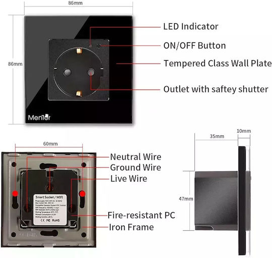 Power Socket Wi-Fi Black 1pcs
