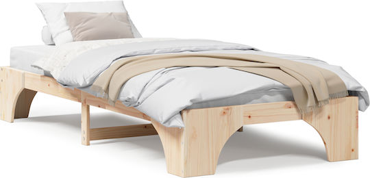 Kids Bed Classic Single Beige for Mattress 90x190cm