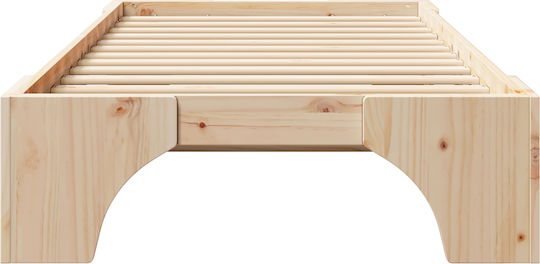 Kids Bed Classic Single Beige for Mattress 90x190cm
