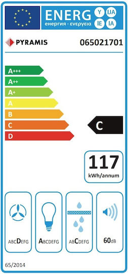 Pyramis Corso Elegant Απορροφητήρας Νησίδα 90cm Inox