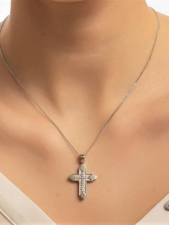 Women's White Gold Cross K14 Zircon St11200975