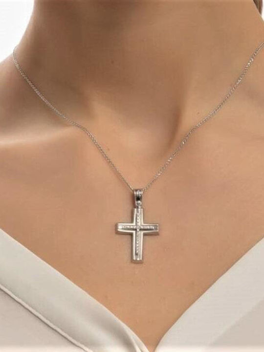 Λευκόχρυσος Γυναικείος Σταυρός Κ14 Ζιργκόν St11200918