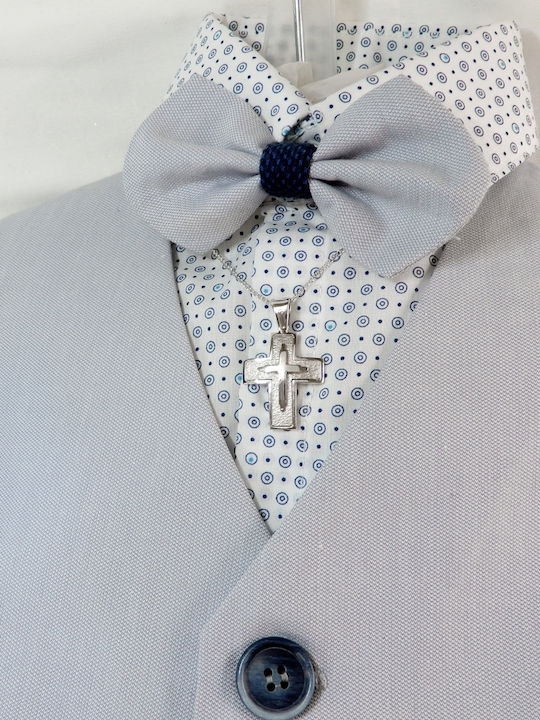 Val Oro Cross Baptismal White Gold 14K Chain Boy Interc-al-125