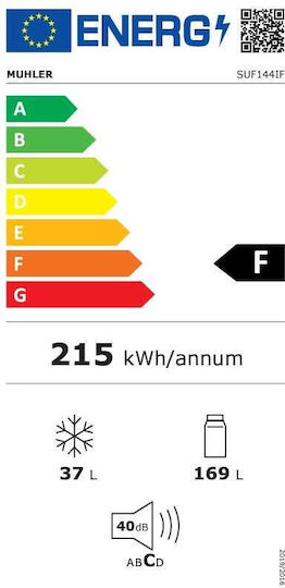 Muhler Ψυγείο Δίπορτο 206lt Υ143xΠ54.5xΒ55.5εκ. Inox SUF-144IF