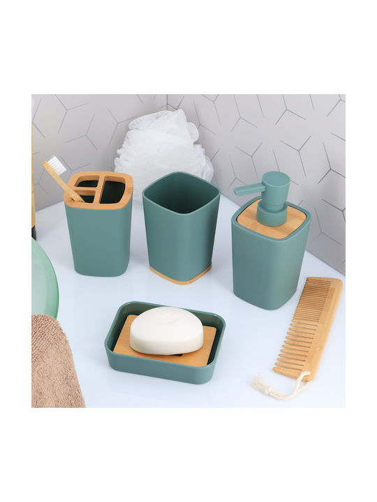 Countertop Bamboo Cup Holder Green Mint with Bamboo Base