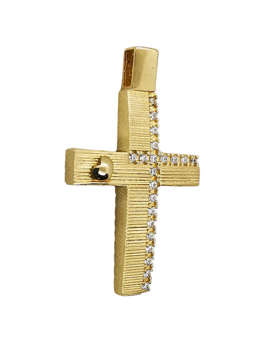 Vergoldetes Kreuz 14 Karat Beidseitig mit Kette 14 Karat St00058