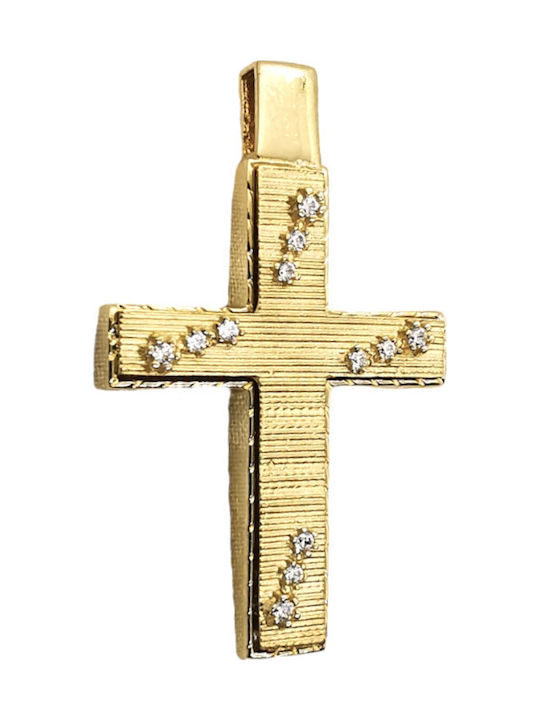 Gold Double Sided Cross Stones 14K St00057