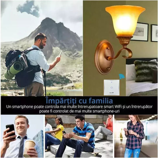 Comutator De Perete Electric Încastrat Tactil Wi-Fi Sens Unic Cu Ramă Comutatoare De Perete Electrice Alb