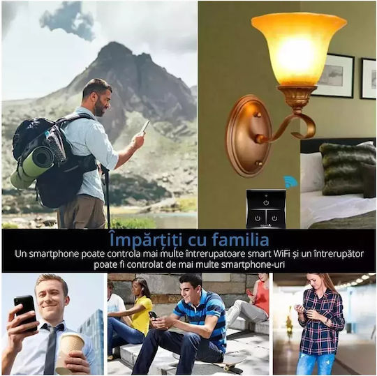 Comutator De Perete Electric Încastrat Tactil Wi-Fi Triplu Cu Ramă Comutator De Perete Electric Negru